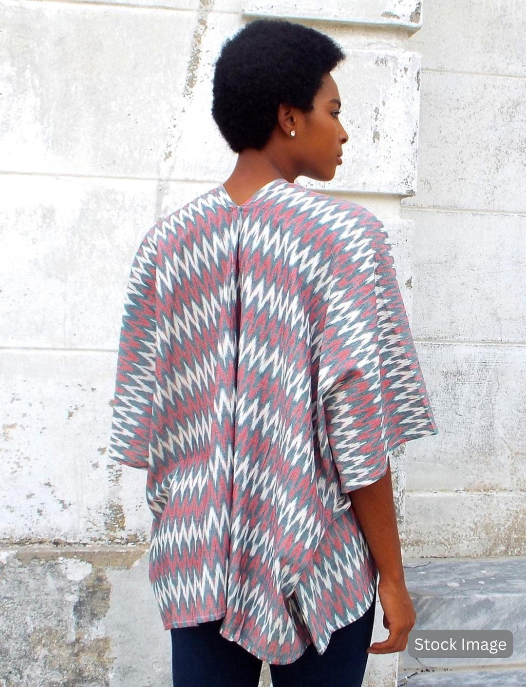 Red Zig Zag Poncho : Pre-Loved