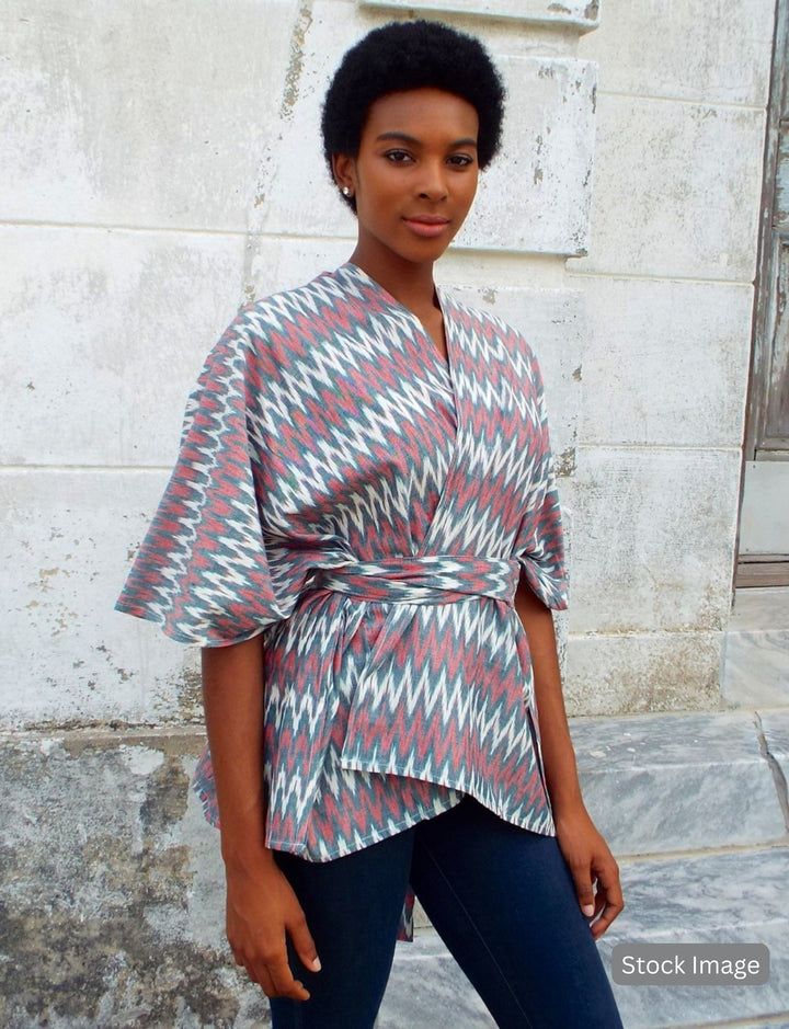 Red Zig Zag Poncho : Pre-Loved