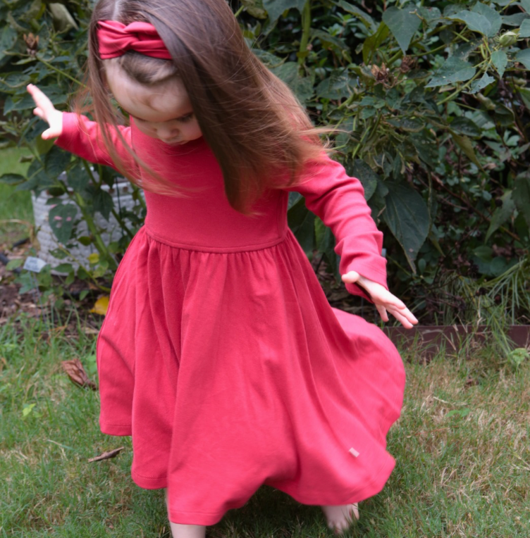 long sleeve twirl dress | scarlet red
