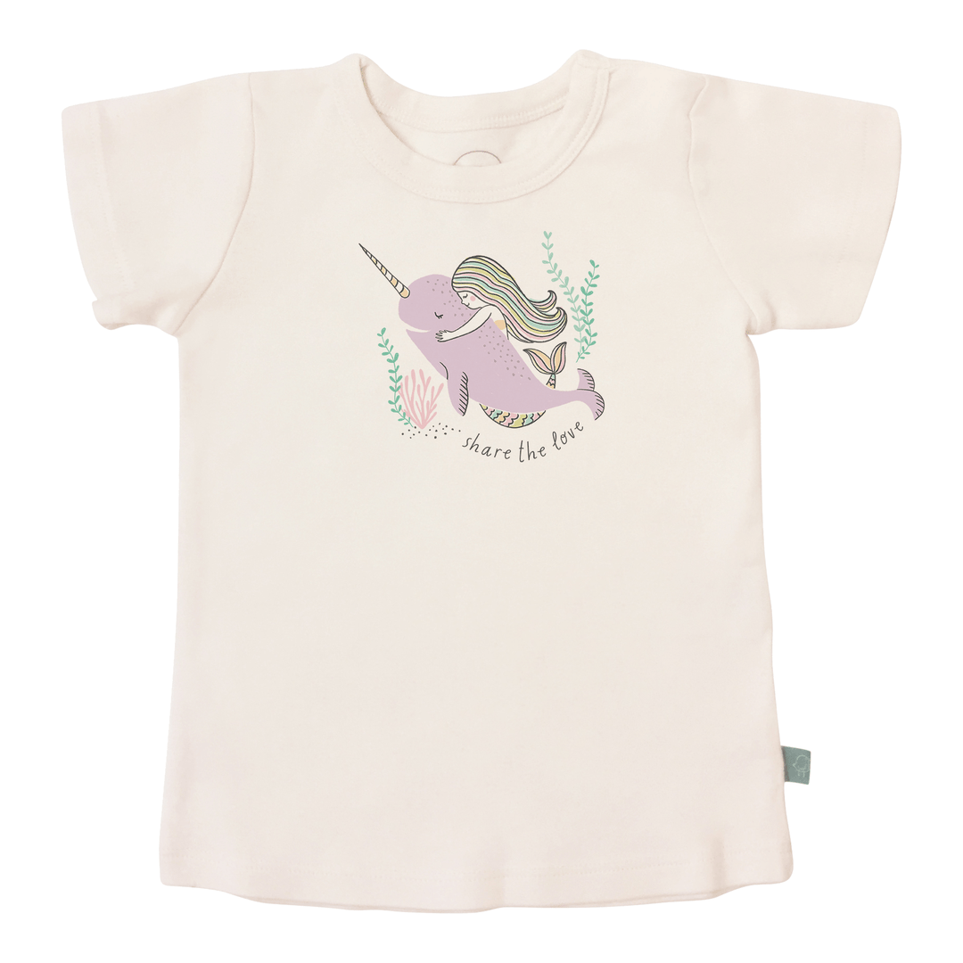 Organic cotton toddler graphic tee with Share the Love design in natural eco-friendly dyes