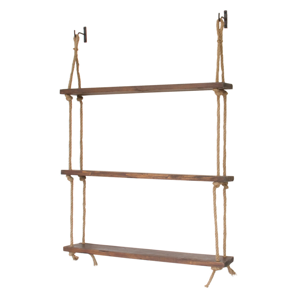 Hanging Rope Shelving Handcrafted Wood - The Ever Good