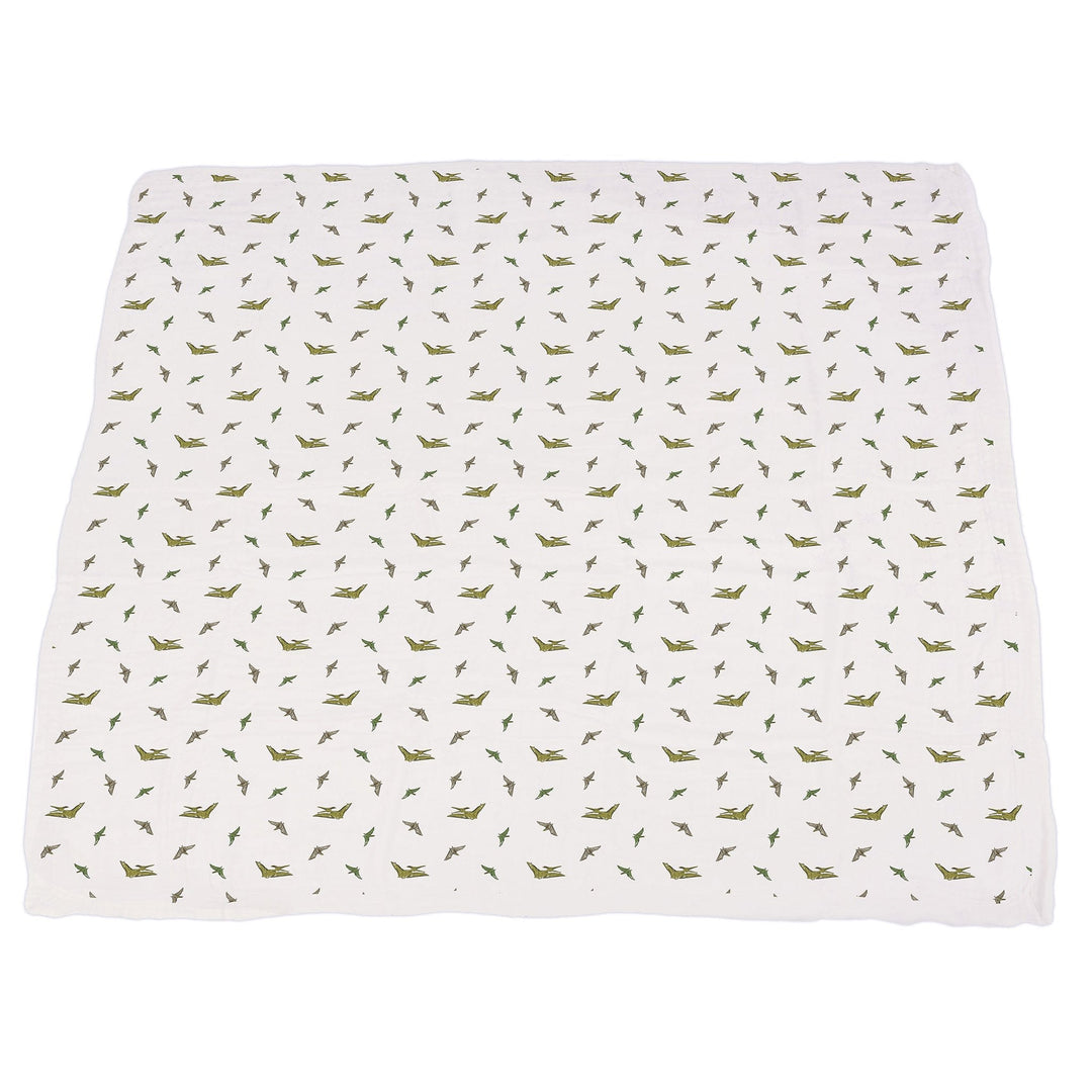 Dino Feet and Pteranodon Cotton Muslin Newcastle Blanket