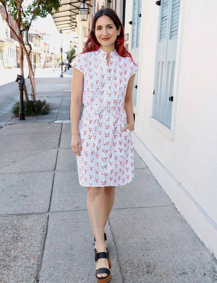Striped Crawfish Organic Cotton Button Dress