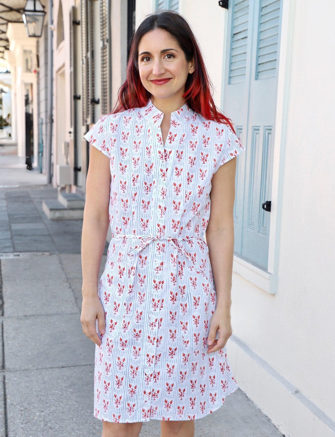 Striped Crawfish Organic Cotton Button Dress