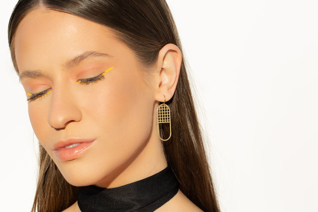 50/50 Earrings | Mismatched Grid Earrings