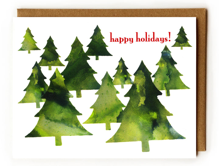 Holiday Pine Trees - Blank Card