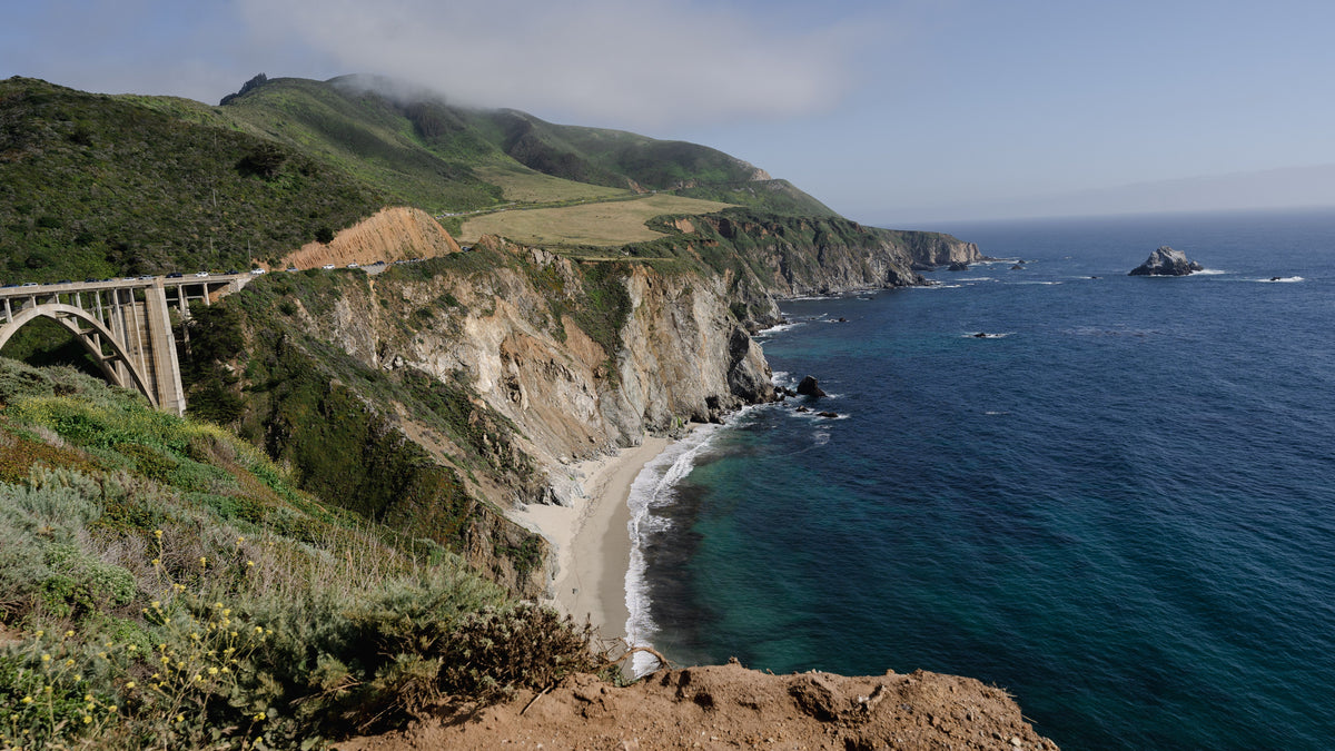 California coastline with cliffs and a quiet beach