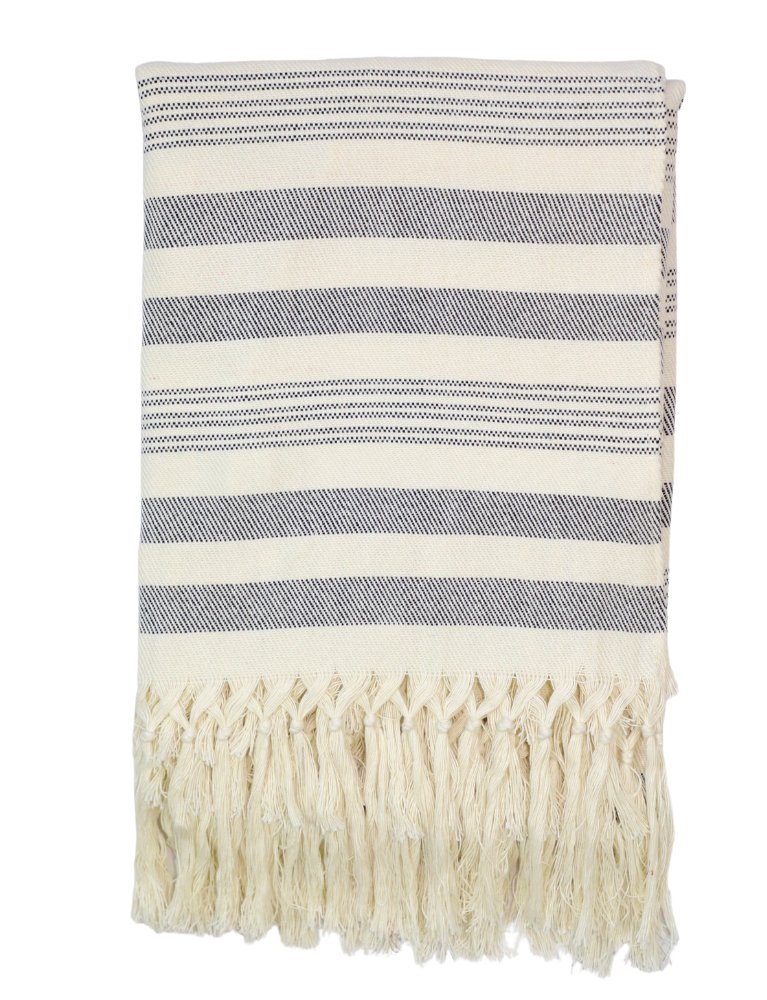 Throw Blanket in Charcoal Stripes