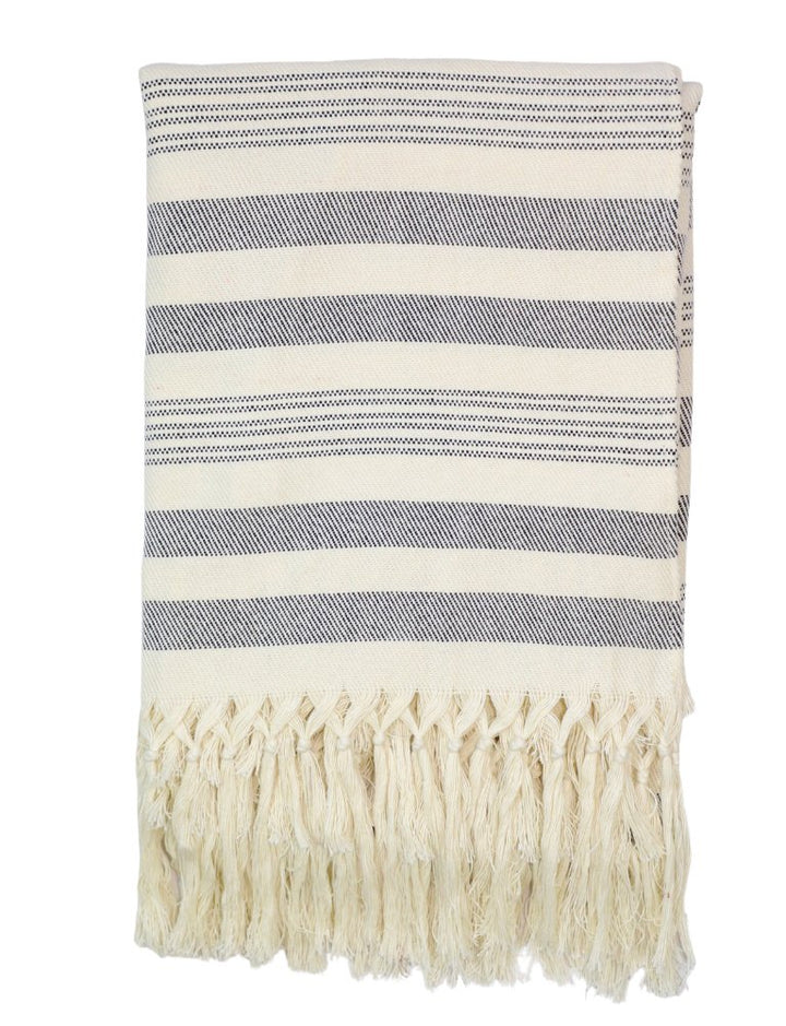 Throw Blanket in Charcoal Stripes