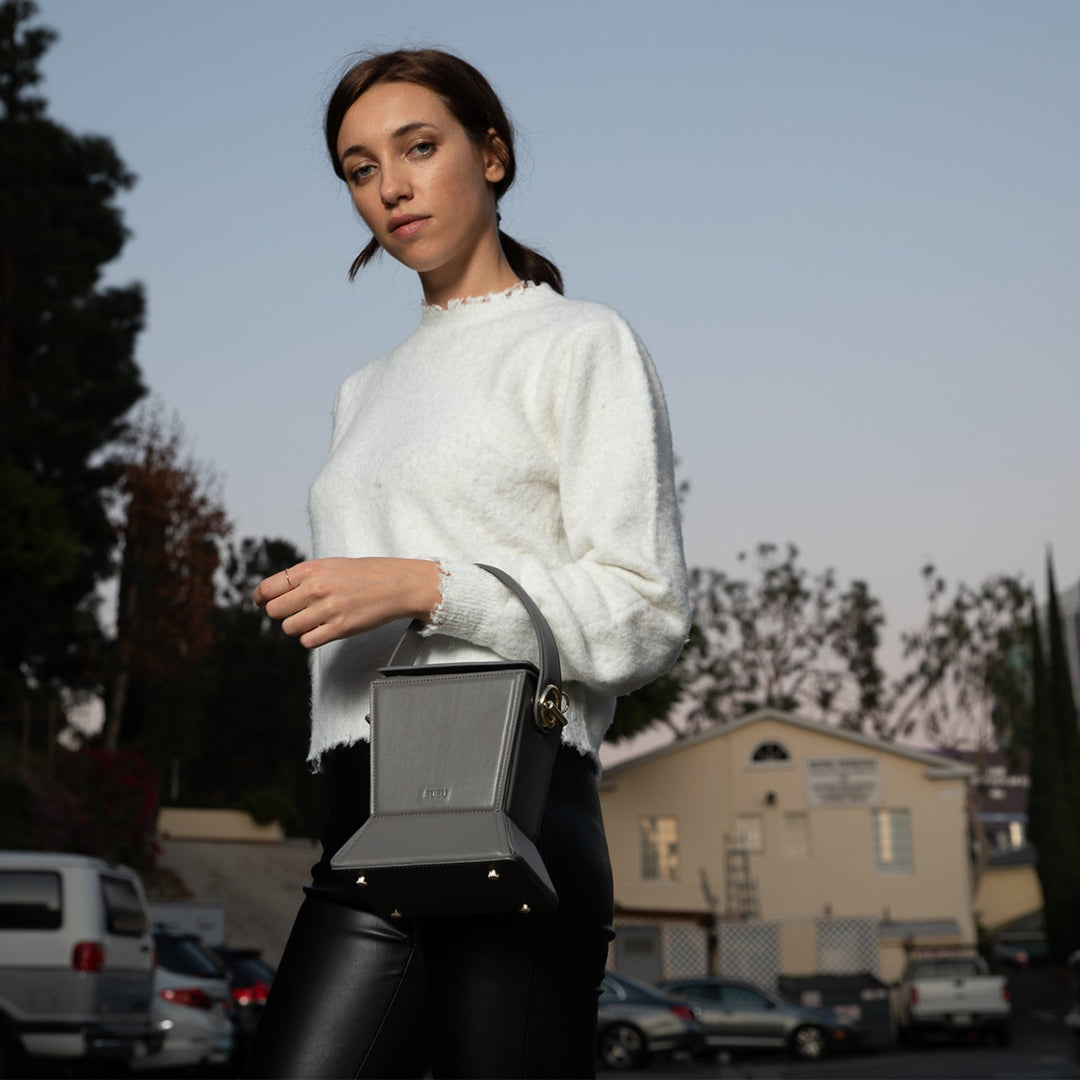 Susu The Amber Leather Bucket Bag - Grey
