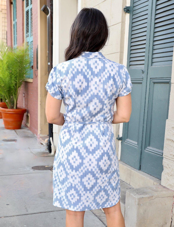 Tranquil Blue Organic Cotton Button Dress